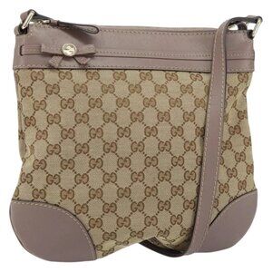 GUCCI GG Canvas Web Sherry Line Mayfair Bag Beige Gold 257065 Auth 158808